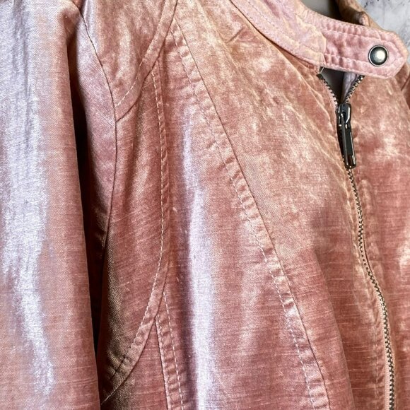 Torrid Crushed Velvet Lace Up Sleeve Moto Jacket in Iced Pink - Picture 9 of 12